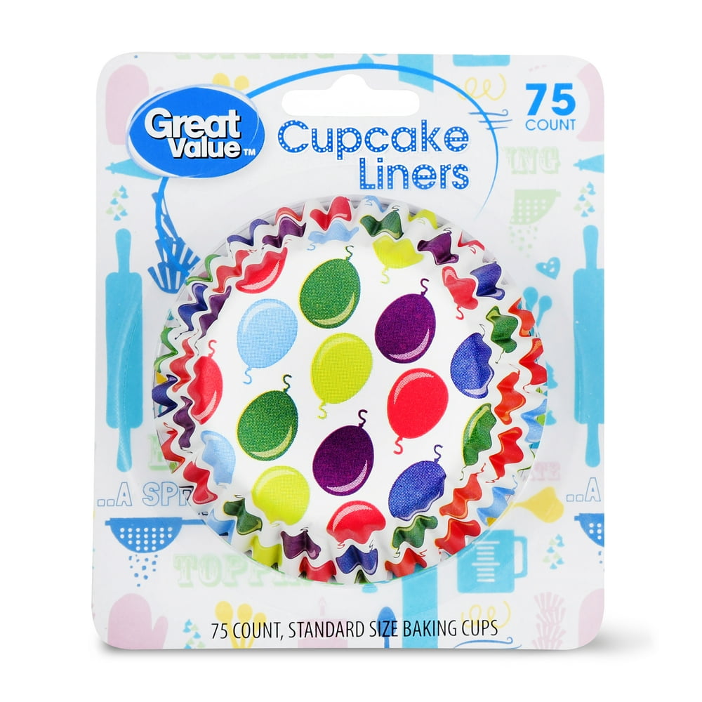 Great Value Cupcake Liners, Balloon Print, 24 Count