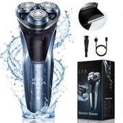 Nogroa Electric Shavers for Men, IPX7 Waterproof Cordless Razor with Cleaning Brush, Portable Rechargeable Electric Rotary Beard Trimmer for Home Travel
