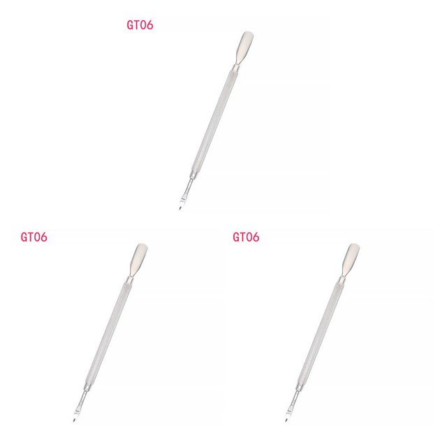 Soidarity Cuchara empujadora de cutículas de uñas de doble cabeza, recortadora de eliminación de esmalte de Gel de acero inoxidable, barra de pulido Type4 NO4 Soidarity CBP154462