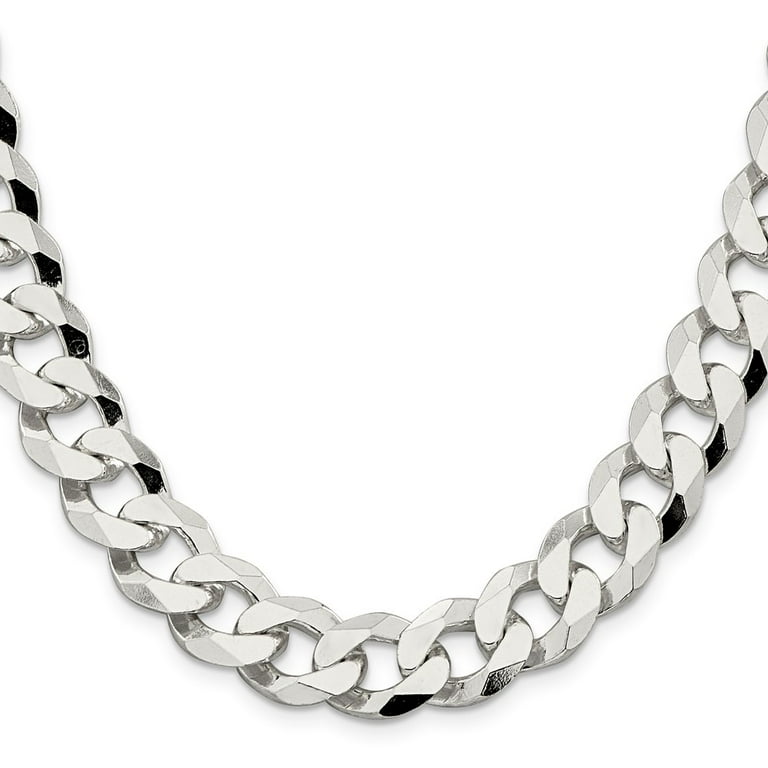 アクセサリー plllllleeeasse silver chain necklace 925 Sterling Silver Curb Chain Styles Necklace 14 mm Beveled