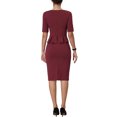 thumbnail image 3 of Unique Bargains Femmes Gaine Robe V Cou Travail Crayon Robes Rouge M, 3 of 5