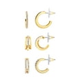 thumbnail image 4 of Believe By Brilliance 14kt Gold Flash Plated Cubic Zirconia Earring Set - 3 Pairs", 4 of 9