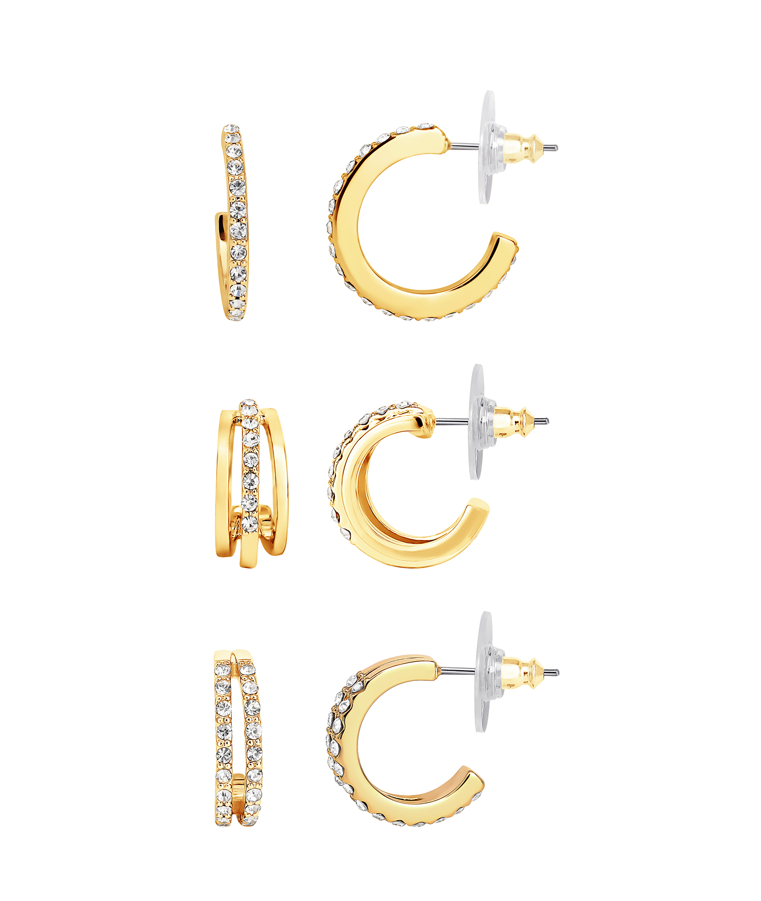 Believe by Brilliance 14kt Gold Plated Cubic Zirconia Earring Set photo 4