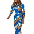 thumbnail image 1 of Sexy Dance Robes pour Femmes Imprimé Floral Été Plage Robe d'Été Géométrique Longue Robe Col en V Manche 10 Bleu 4TG, 1 of 2