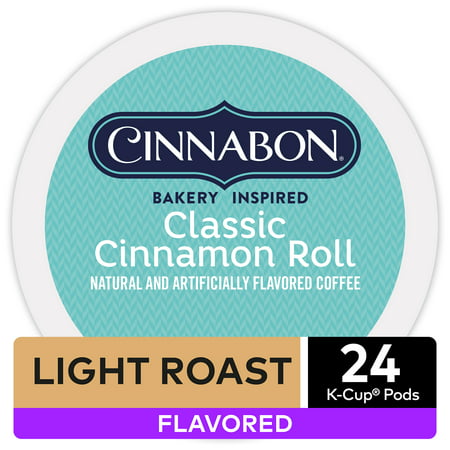 Cinnabon Classic Cinnamon Roll, Flavored Keurig K-Cup Coffee Pods, Light Roast, 24