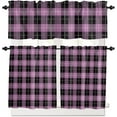 thumbnail image 2 of 3 Piece Kitchen Curtains Tiers and Valances Set, Black Aqua Blue Lattice Gingham Checkered Rod Pocket Short Window Treatment Tiers Curtains Panel and Valance for Cafe Bathroom, 2 of 5