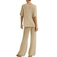 thumbnail image 3 of 2 Piece Women's Summer Cover up Crochet Knit Cardigan Tops Long Pants Set Bathing Suit Beach Outfit, 3 of 4