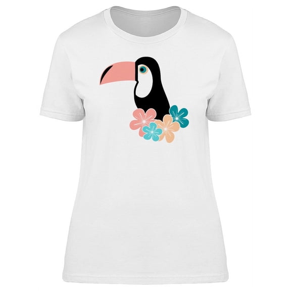 Tropical Toucan And Flowers T-Shirt Women -Image by Shutterstock, Female Medium