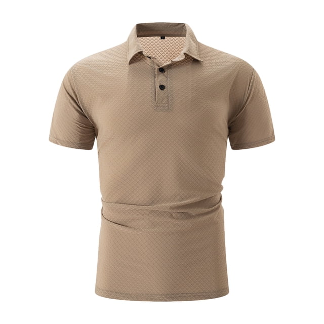 ylioge Mens Short Sleeve Golf T Shirts Lightweight Athletic Workout Pullover Tees Tops Button Collared Solid Color Breathable Textured Tshirts