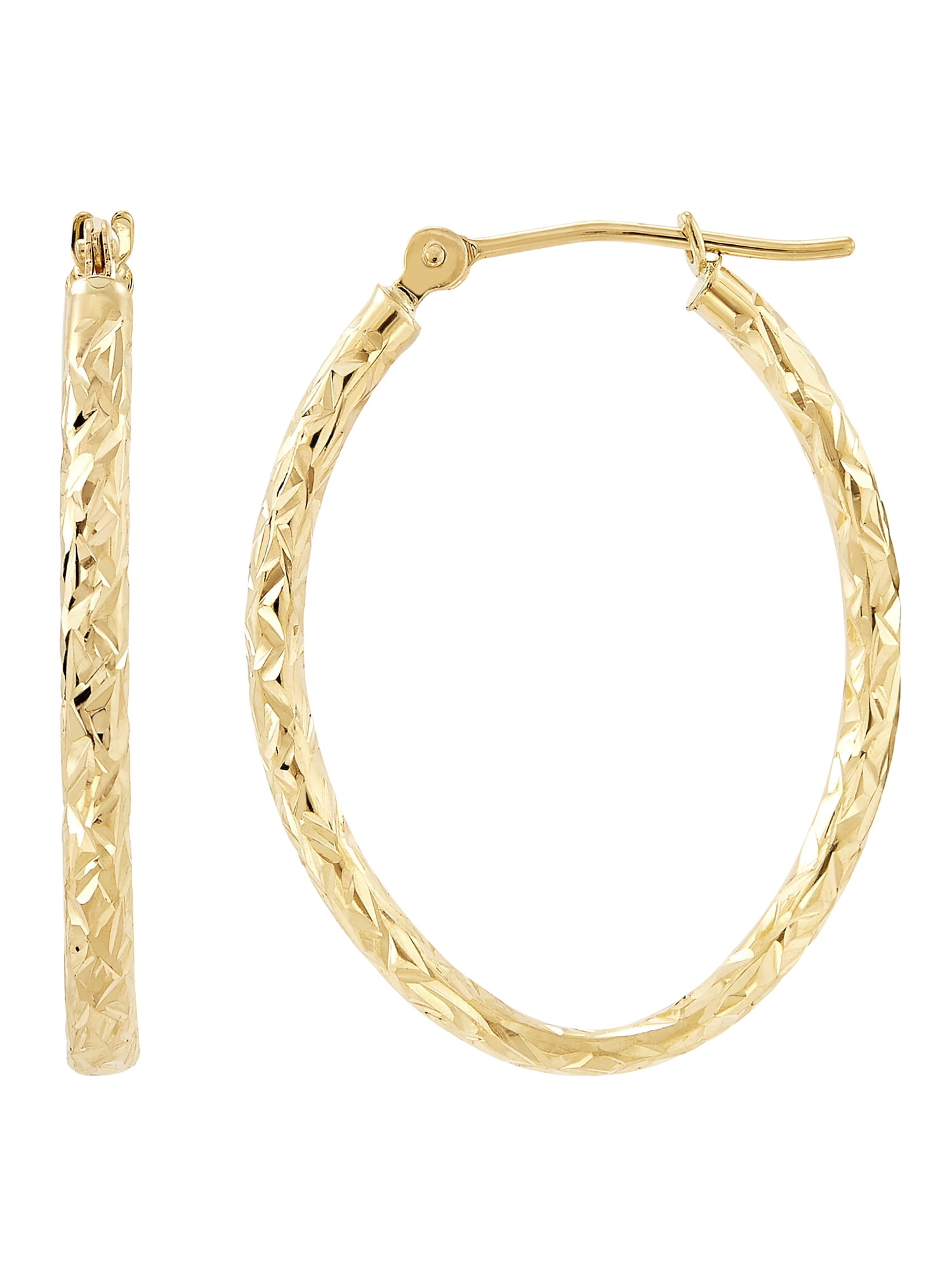 Mia Diamonds 10k Yellow Gold Polished and Textured Twist Hoop Earrings