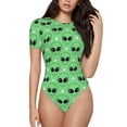thumbnail image 1 of Balery alien cartoons Body de cuello redondo de manga corta para mujer Tops de manga corta Tops básicos-Medium, 1 of 7