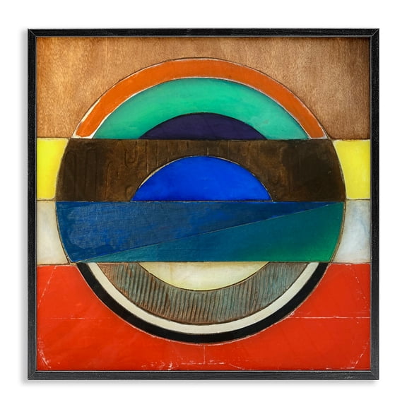 Stupell Industries Modern Bisected Circle Structure Black Framed Giclee Art, 12 x 12, by Matthew Finger