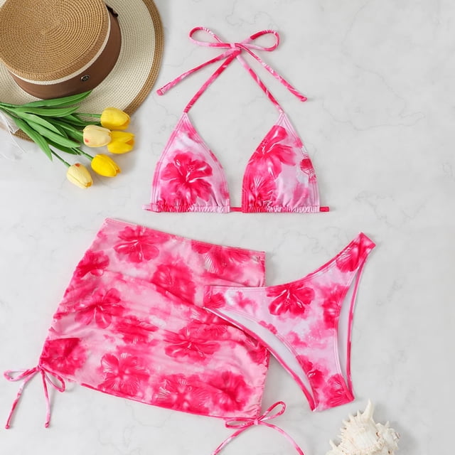 Traje de baño de 2 piezas para mujer, trajes de baño para mujer, bikini de cintura alta con cordón ajustable, traje de baño dividido para mujer