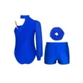 thumbnail image 2 of Haitryli Kids Girls Long Sleeve Gymnastics Leotard Ballet Dance Jumpsuit with Shorts and Hair Scrunchies Set Blue 14, 2 of 3