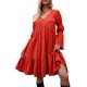 thumbnail image 1 of Vestido de mujer de manga larga con escote en V y corte en A para vacaciones, 1 of 8