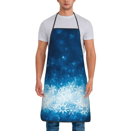 

Jgfou Blue Glitter Sparkles Print Anti-fouling Apron for Men Women Waterproof Oil-Proof Kitchen Apron with Adjustable Straps Pocket and No-Pill No-Fade Fabric