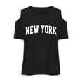 thumbnail image 5 of WhouRiu Toddler Girls T Shirts Off Shoulder Letter Printed Tee Clothes Kids Summer Oversized Tops Black,Sizes 3-4, 5 of 5
