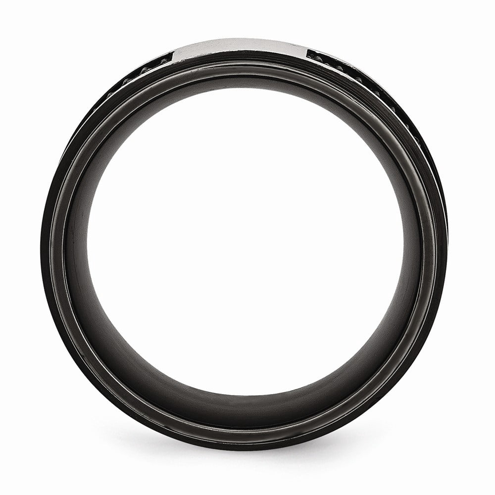 10.1mm Stainless Steel Black Ip-plated With Rubber Inlay Ring - Size 10
