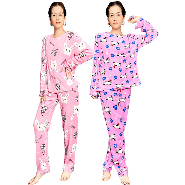 Set De Pijamas Afelpadas Mujer Polar Pantalón Sudadera Ropa Invierno  UNITALLA