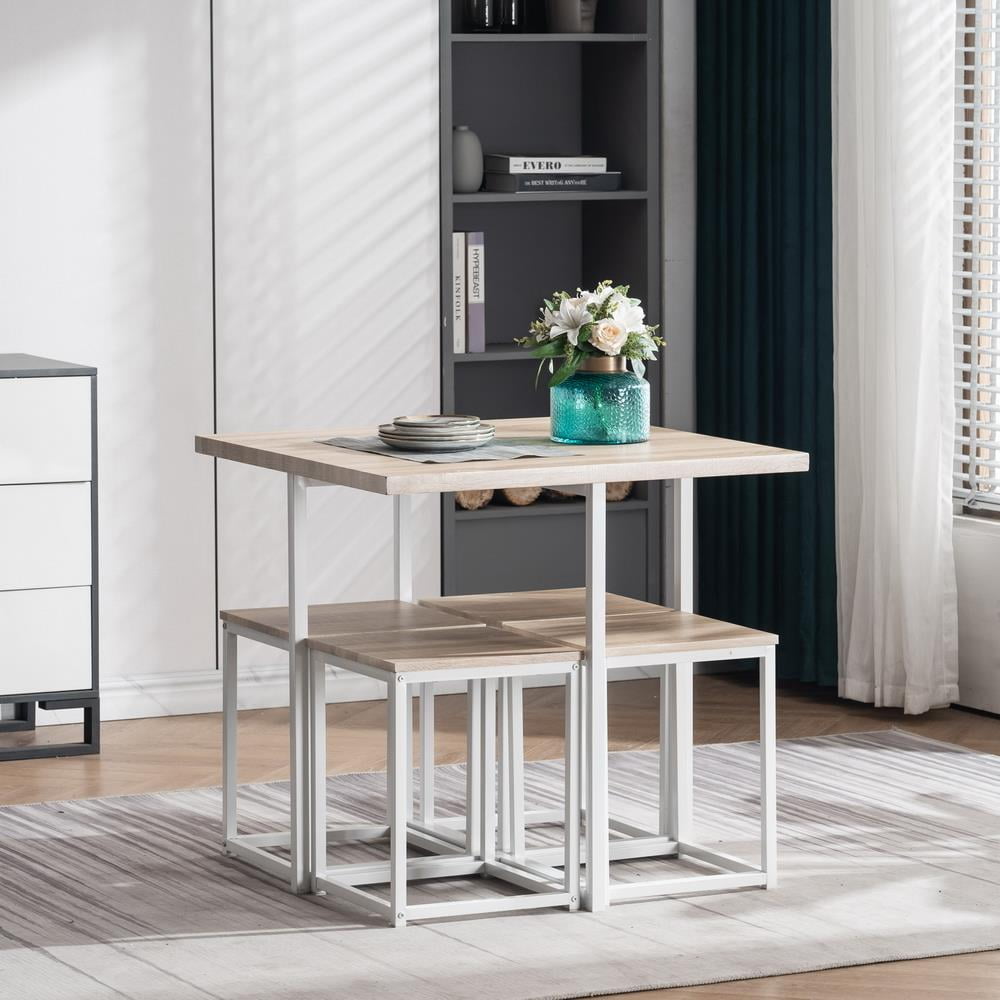Zimtown 5 Piece Dining Table Set, Dining Set for 4, Square Table and 4