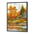 thumbnail image 4 of Autumn Forest By The Lake Side III 16 in x 32 in Framed Painting Canvas Art Print, by Designart, 4 of 5
