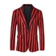 thumbnail image 5 of INSPIRAR CHIC Traje de Hombre a Rayas de Un Solo Botón Ajustado Casual Blazer Vertical Rayas S Rojo Negro, 5 of 6