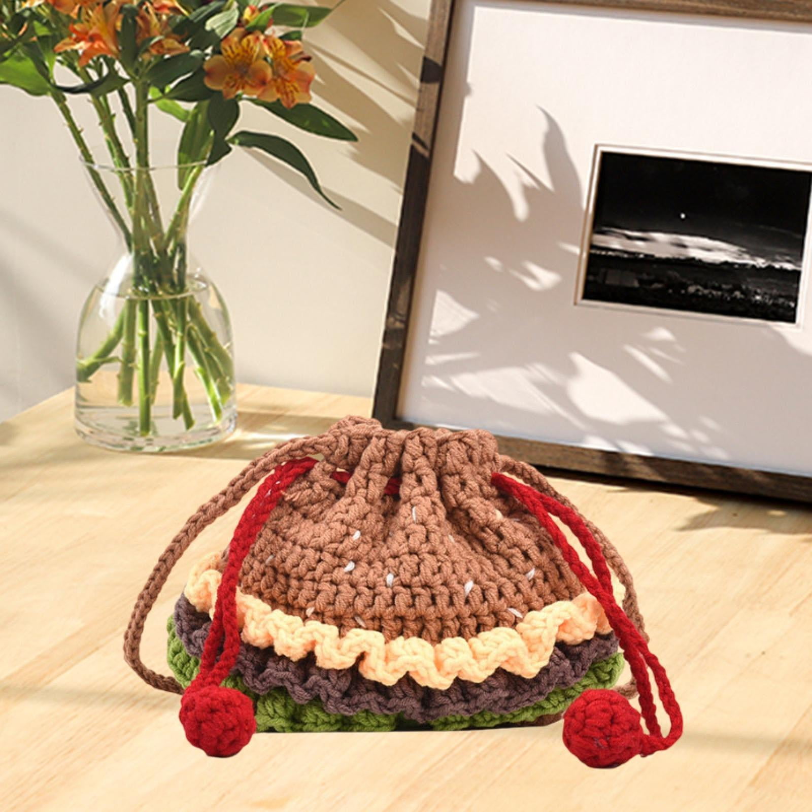 Abbraccia Crochet Shoulder Bag Handcrafted Cute Hamburger Birthday Gift Handmade Phone Bag Large