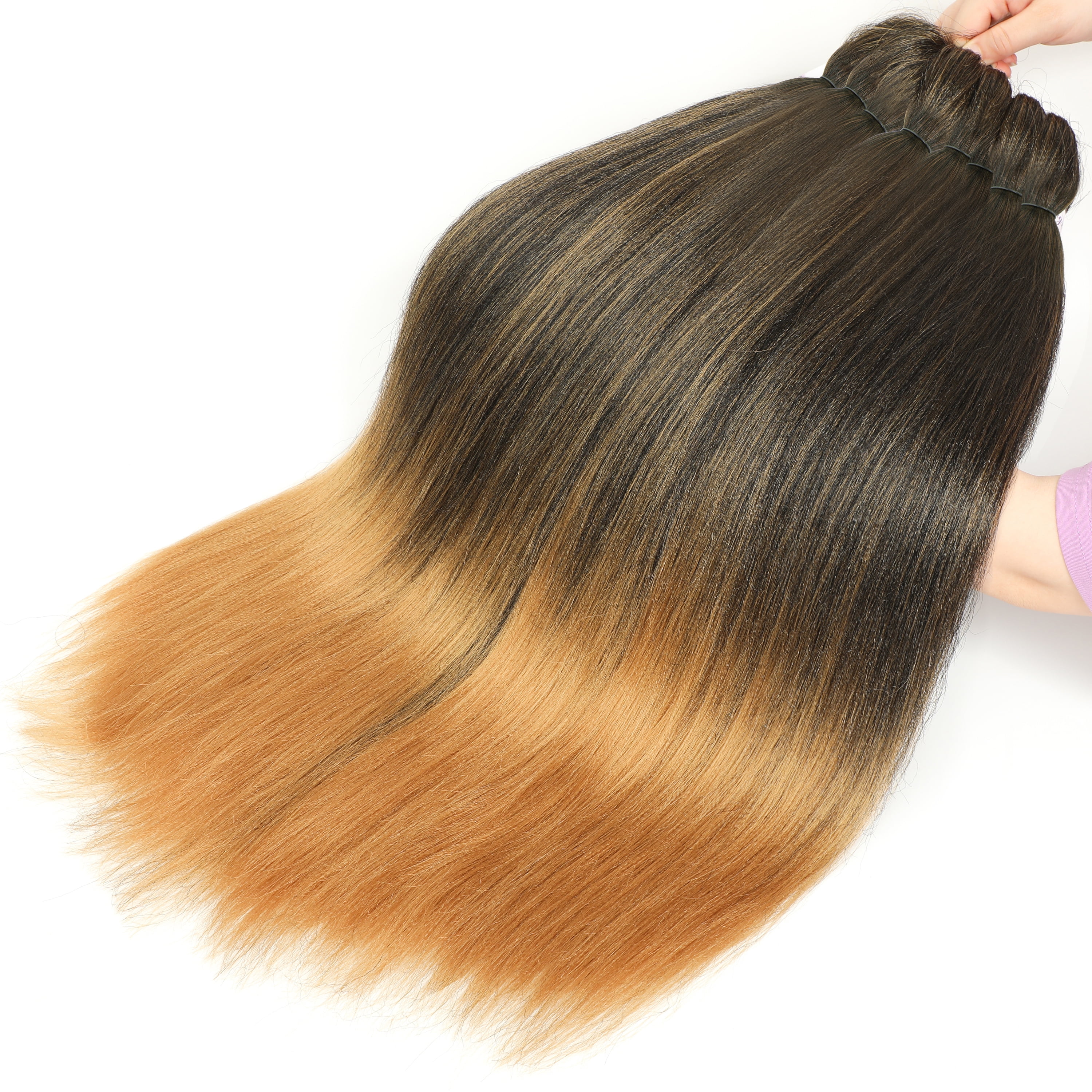 Pre-stretched Braiding Hair 3pcs / Lot 100g / Pc Giant Braid Hair Extension  Fiber For Crochet Twist Braiding Hair, B30 # Black / Light Brown