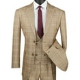 thumbnail image 2 of Luxurious Men's 3-Piece Glen Plaid Pattern Suit, Blazer, Vest and Pants w/1 Pair of Socks - Camel 46L, 2 of 4
