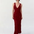 thumbnail image 4 of Kilaqueen Wedding Guest Dress 3D Flowers V Neck Bodycon Sexy Nightclub Party Dress Sexy Nightclub Evening Cocktail Party Formal Midi Dress, 4 of 8