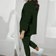 thumbnail image 4 of Women's Elegant Solid Color Suit Set Long Sleeve Cardigan Top with Pockets and Elastic Straight Leg Pants Wear, 4 of 8