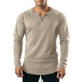 thumbnail image 2 of Aimik Men's Raglan Henley Long Sleeve Shirt Baseball Sleeve Button Placket Cotton Lightweight Casual Sporty Top, 2 of 6
