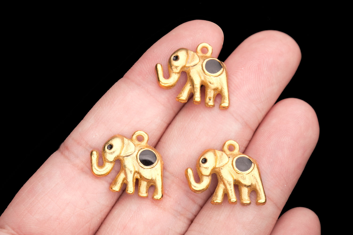 6 pcs  Elephant Crystal European Gold Pendant Charm Beads Fit Necklace Bracelet 