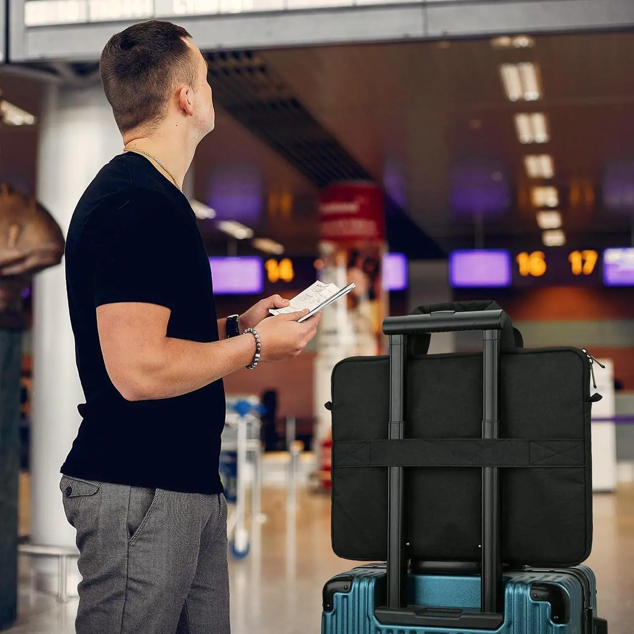 14-15 Inch Laptop Shoulder Messenger Bag Carrying Case Briefcase Slim Protective Computer Sleeve with Handle Strap Pocket for MacBook Acer ASUS HP Surface Dell Chromebook
