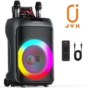 JYX Large Party Speaker, 120W Subwoofer Outdoor Speaker Bluetooth with Wheels, Dual 12 Subwoofer Deep Bass