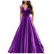 thumbnail image 1 of Vestido de noche sin mangas con tirantes y cuello en V sexy de color sólido a la moda para mujer, 1 of 3