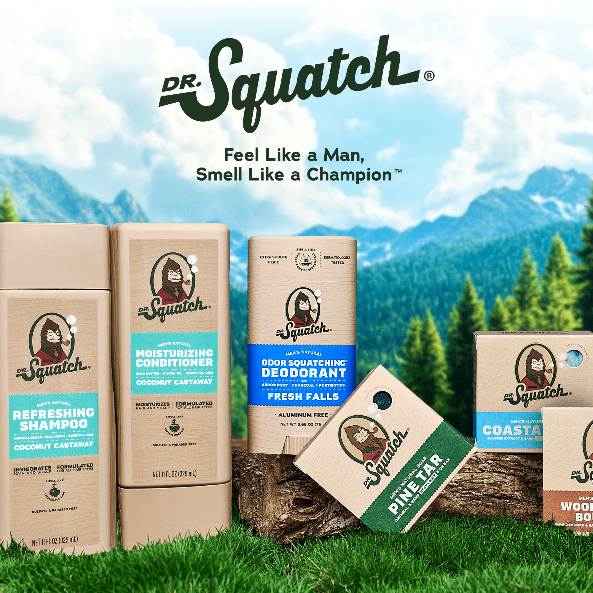 Dr. Squatch Mens Aluminum Free Deodorant Set, Natural Deodorant for Men, Summer Citrus + Coconut Castaway + Rainforest Rapids, 2.65 oz, 3 Pack