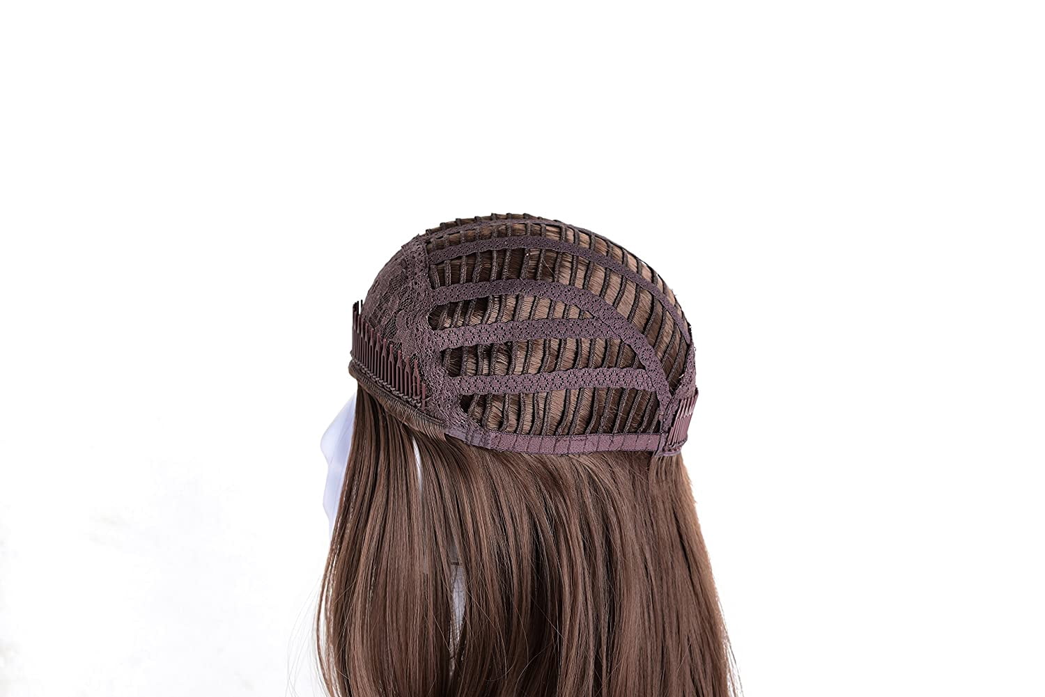 Onedor 23" Curly Hair Women Ladies 3/4 Half Wig Premium Japanese Synthetic Premium Japanese High-Temperature Fiber fibers Wigs with Secured Mesh Head Cap (Slightly Curl, R1)