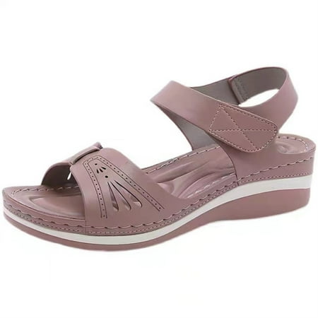 

Flat Scandal Women Slipper PU Material Open Toe Scandal for Summer Travelling Vacation 40 Pink