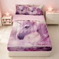 thumbnail image 2 of Erosebridal Dreamy Unicorn Zipper Twin Comforter Sets with Fitted Sheet and 2 Pillowcases for Girls, Pink Flowers Zipper Bedding Set, Pink Reversible, 2 of 7