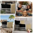 thumbnail image 5 of Beige Outdoor Waterproof Pillow Covers, Modern Abstract Art Farmhouse Striped Decorative Square Throw Pillowcase Sofa Cushion Sham for Patio/Couch/Chair, 26"x26" 2 Pack, 5 of 8