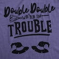 thumbnail image 2 of Maternity Double Double Were In Trouble T Shirt Funny Halloween Twins Tee (Heather Purple) - XXL, 2 of 4