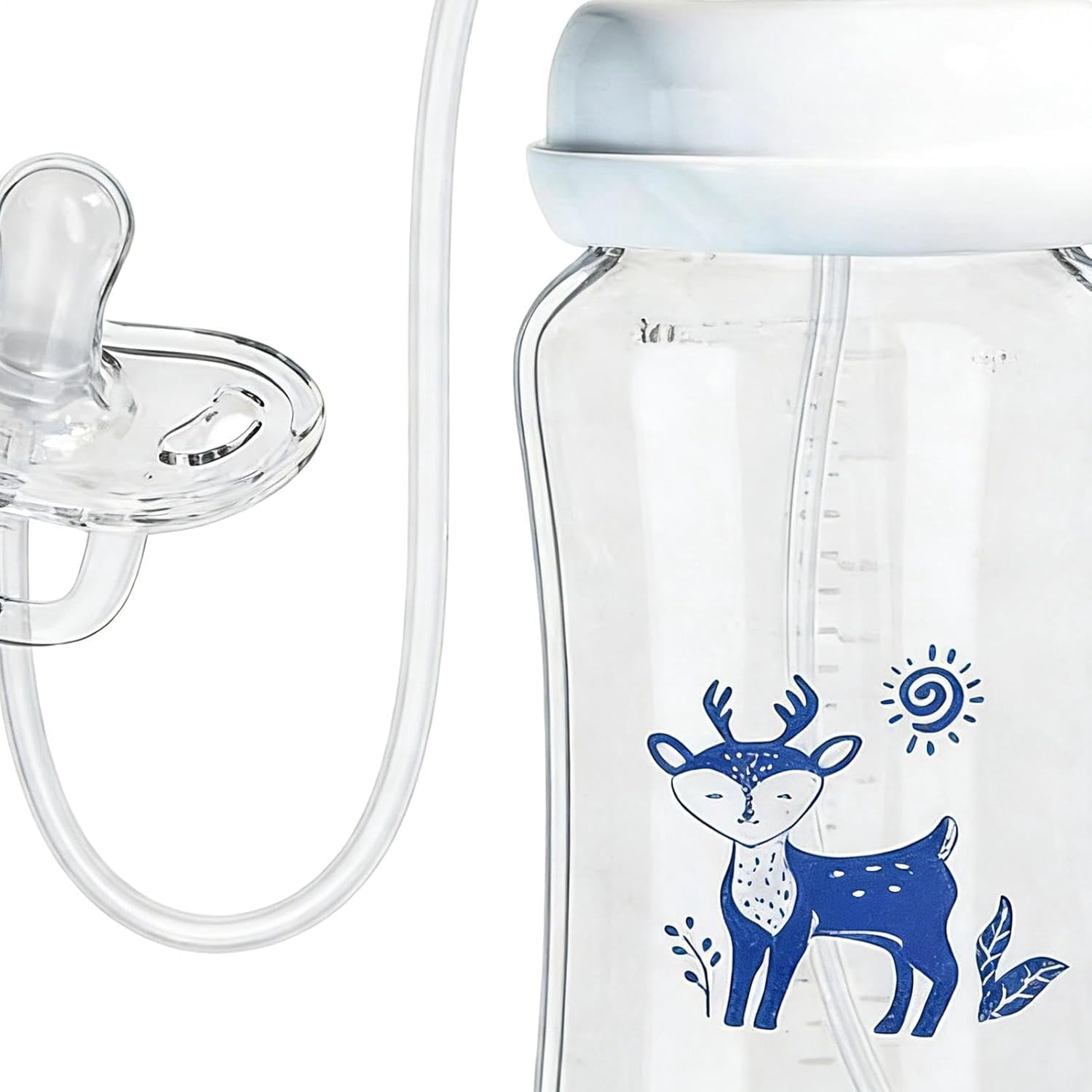 CSONGAZA Pacifier Bottle - Leakproof Silicone Anti-Colic, Breast Milk Bottles with Ergonomic Soft Nipple, Natural Flow Feeding Container, Nursing Supply for Boys Girls Nursery Daycare Travel