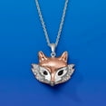 thumbnail image 5 of Ross-Simons Two-Tone Sterling Silver Fox Pendant Necklace With Diamond and Sapphire Accents, Women's, Adult, 5 of 6