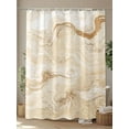 thumbnail image 4 of Fsddascl Beige Marble Shower Curtain Set - 36" x 78" Washable Bathtub Curtain with 12 Hooks, Chic Neutral Minimalist Fluid Aesthetic Waterproof Fabric Stall Shower Curtains for Bathroom/Bathtub, 4 of 6
