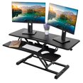 thumbnail image 2 of TechOrbits Standing Desk Converter - 42 Inch MDF Wood, Adjustable Height Sit to Stand Up Desk Riser for Home Office - Computer, Laptop & Dual Monitor Workstation - Black, 2 of 15