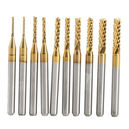 

CHICIRIS 10pcs Titanium Coated End Mill Cemented Carbide CNC Milling Cutters Tools 1.0-3.0mm Rotary Burrs End Mill