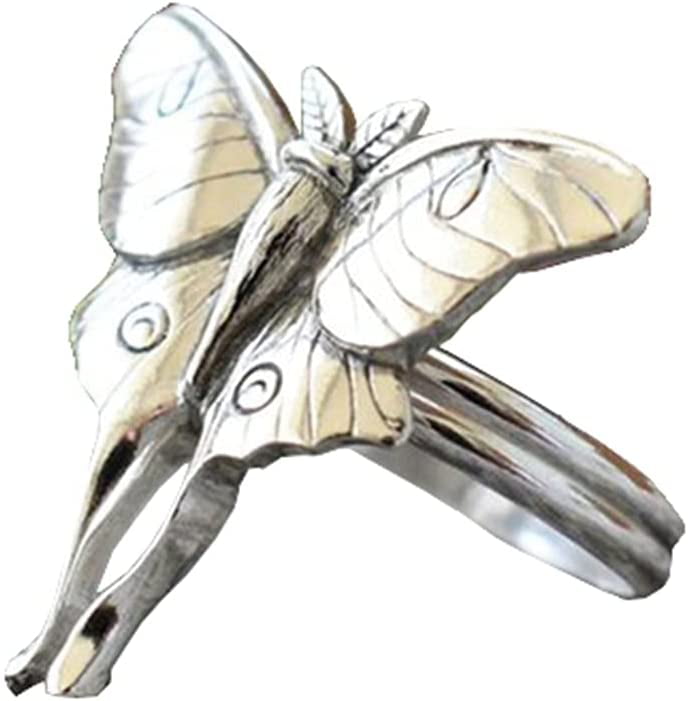 Ring Butterflies Adjustable Antique Silver Plated brass Nature Organic Women 