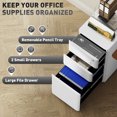 thumbnail image 4 of Vinsetto Steel File Cabinet with 3 Drawers, Lockable Filing Cabinet, White, 4 of 10
