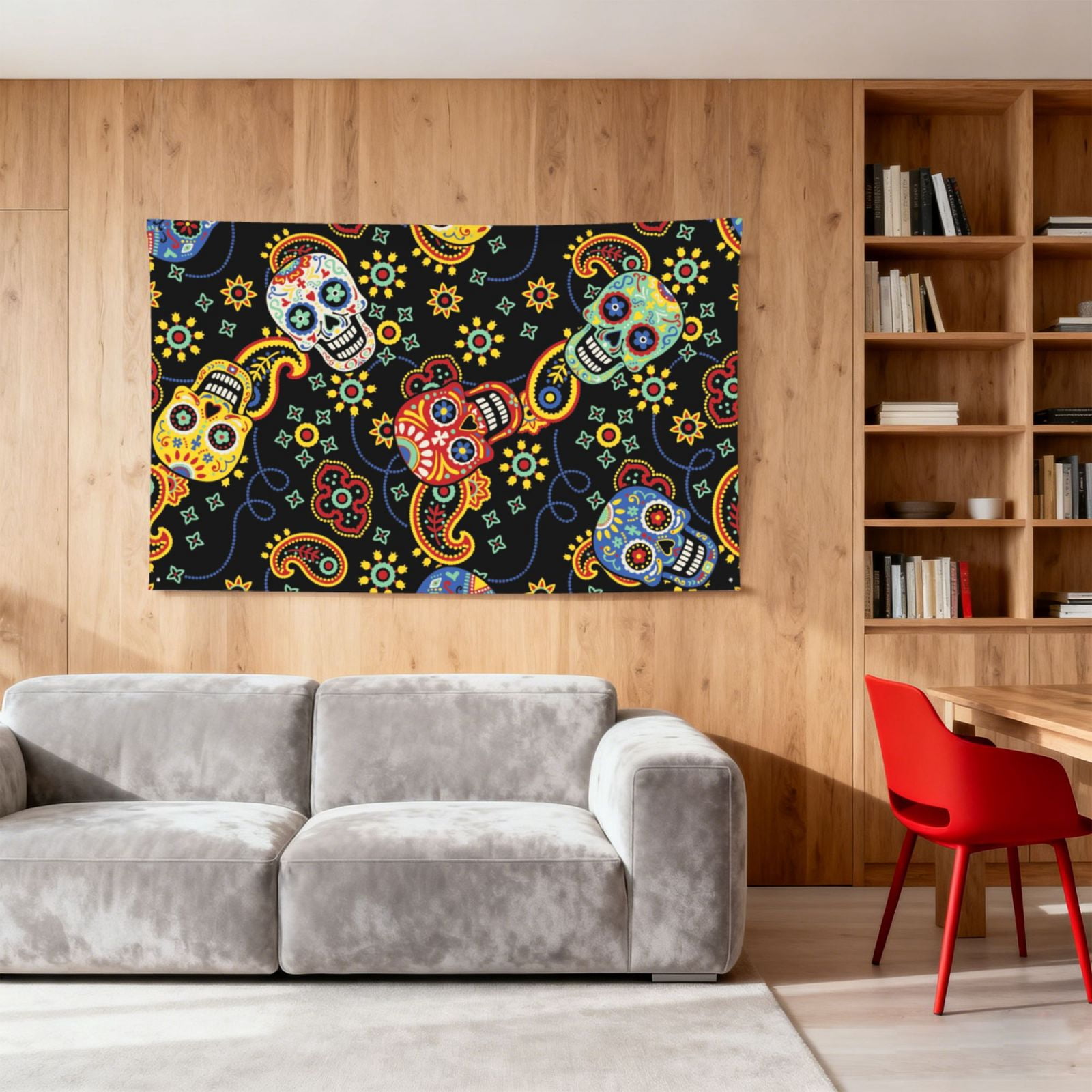 Mexican Skull Paisley Four Hole Decorated Banner Flag for Garden Yard Home Decoration Indoor Outdoor 4x6 Ft